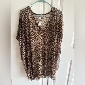 NWT Women's Jordan Taylor Jaguar Print Swim Cover-Up Caftan - Size Large